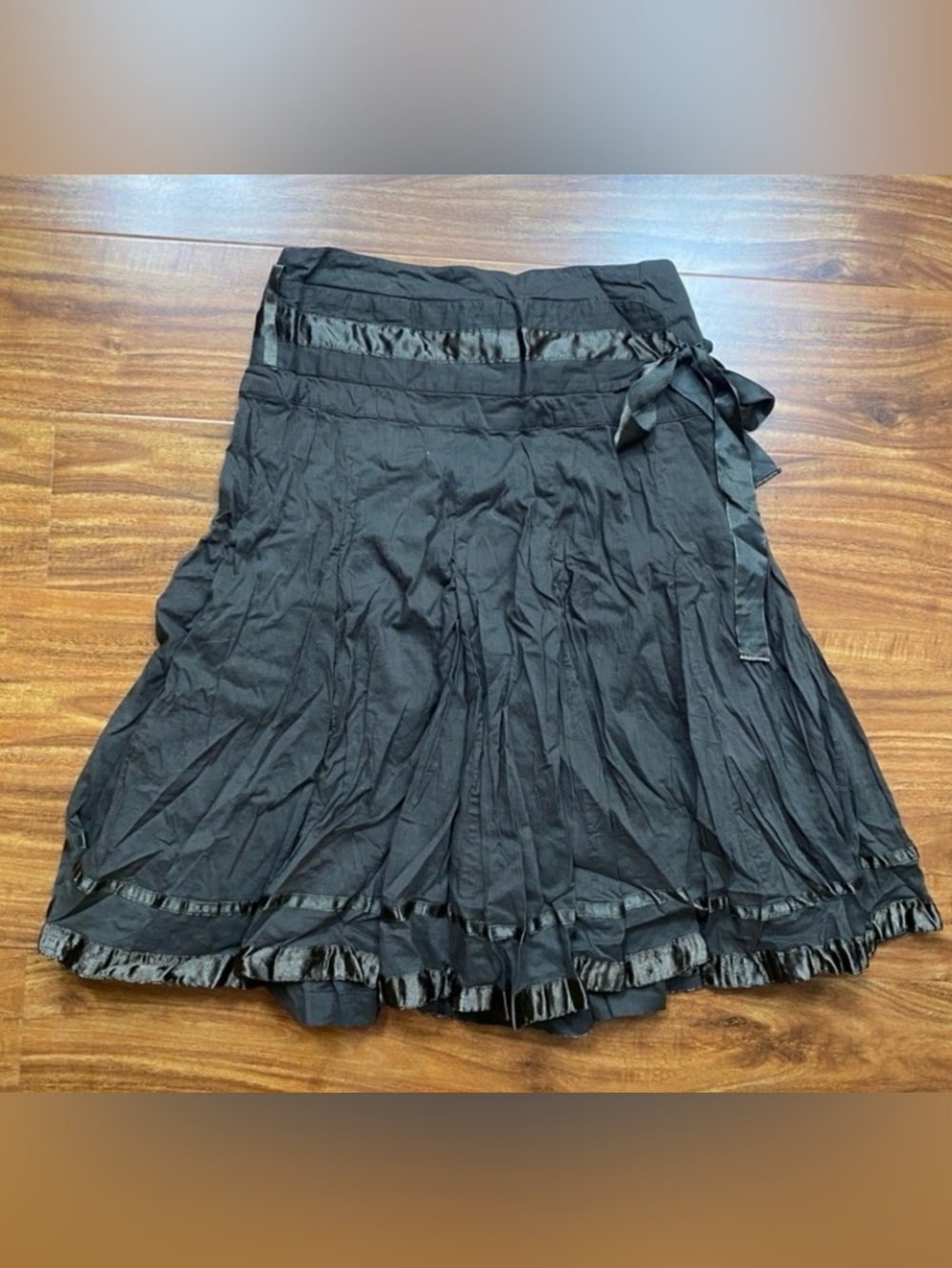 Vintage 90s Women Dimri Chocolate Brown Crinkled Cotton Skirt Girly Retro Size S